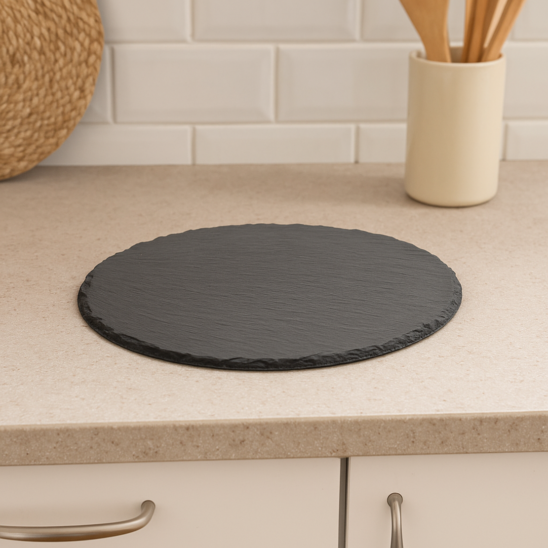 Platou servire Atmosphera ardezie, diametru 28 cm, negru