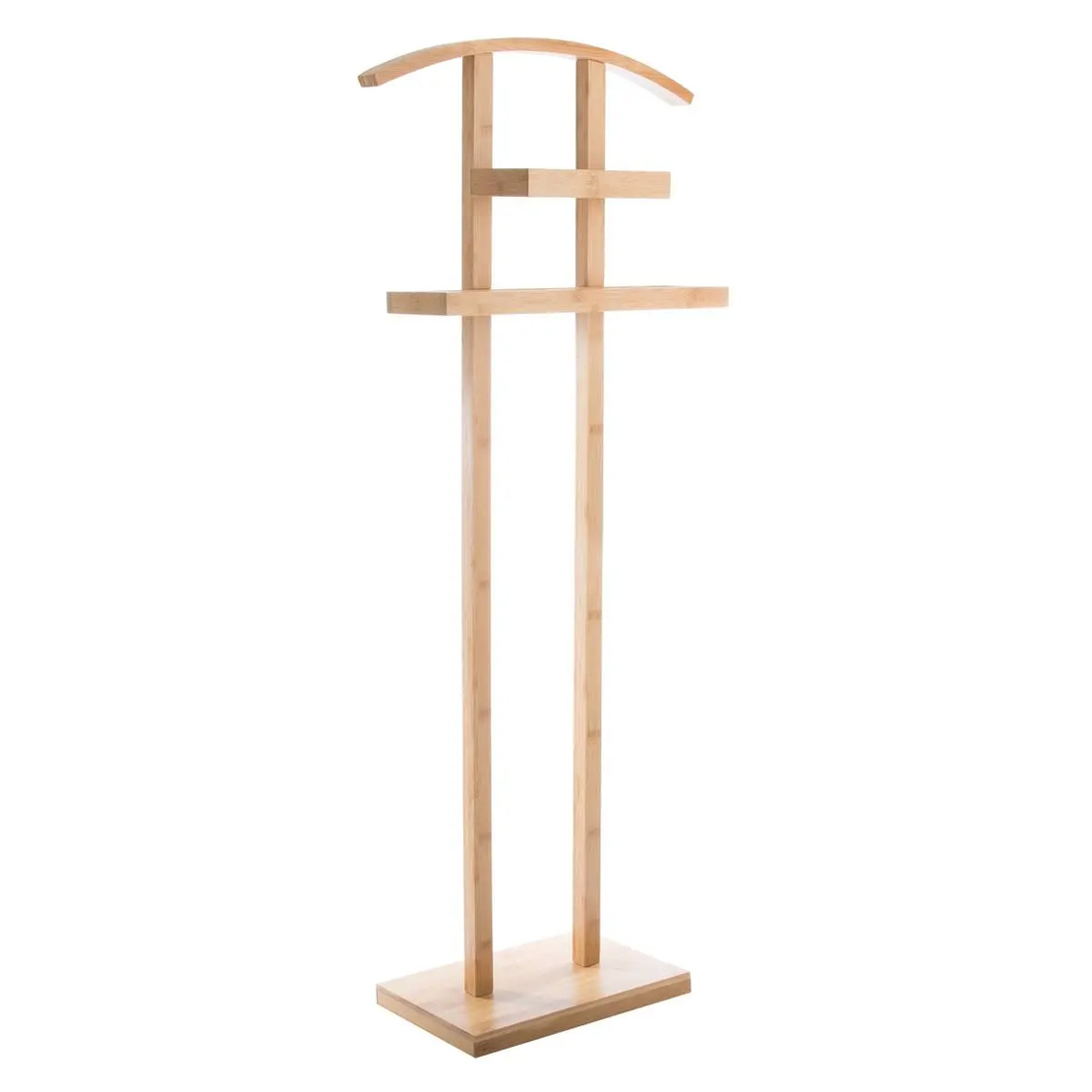 Suport haine si prosoape 5Five Velvy cu bara si etajera de depozitare, bambus, 44x22x113 cm, maro