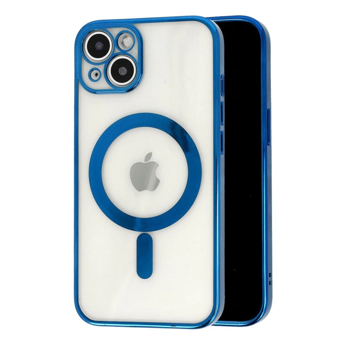 Husa MagSafe pentru Apple iPhone 12 Pro, Full Cover, Protectie camera, Margini colorate Electroplating, Magnetica, Incarcare Wireless, Vafy, Albastru