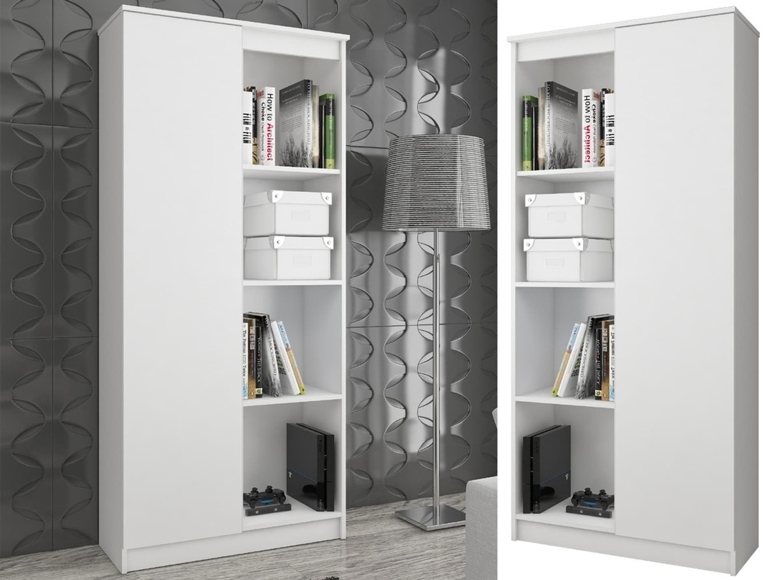 Dulap cu usa si 8 etajere, PAL laminat 16 mm, 80x35x180 cm, alb