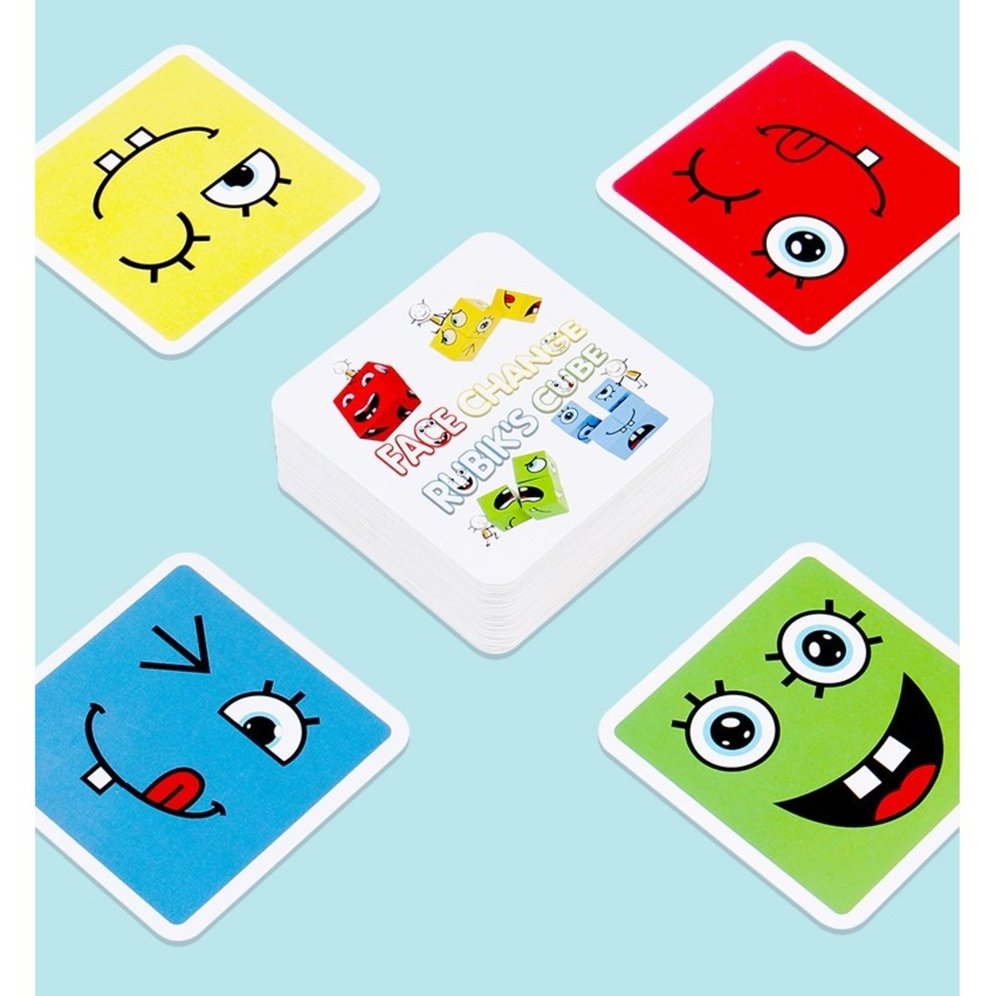 Jucarie Pentru Copii Montessori Flippy, Cub din Lemn, Asamblare Fete, 64 de Carti Distractive, pentru Baieti si Fete, Varsta +3 ani, Educativ, Cutie