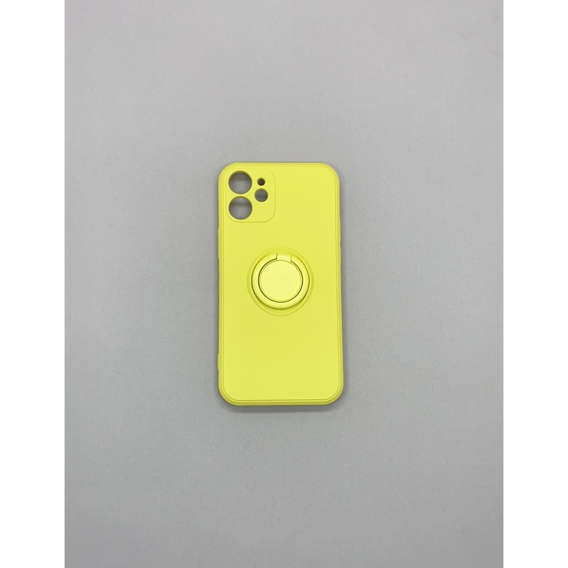 Husa protectie Vafy compatibila cu Apple iPhone 12 Liquid Silicone Ring cu suport rotativ Galben