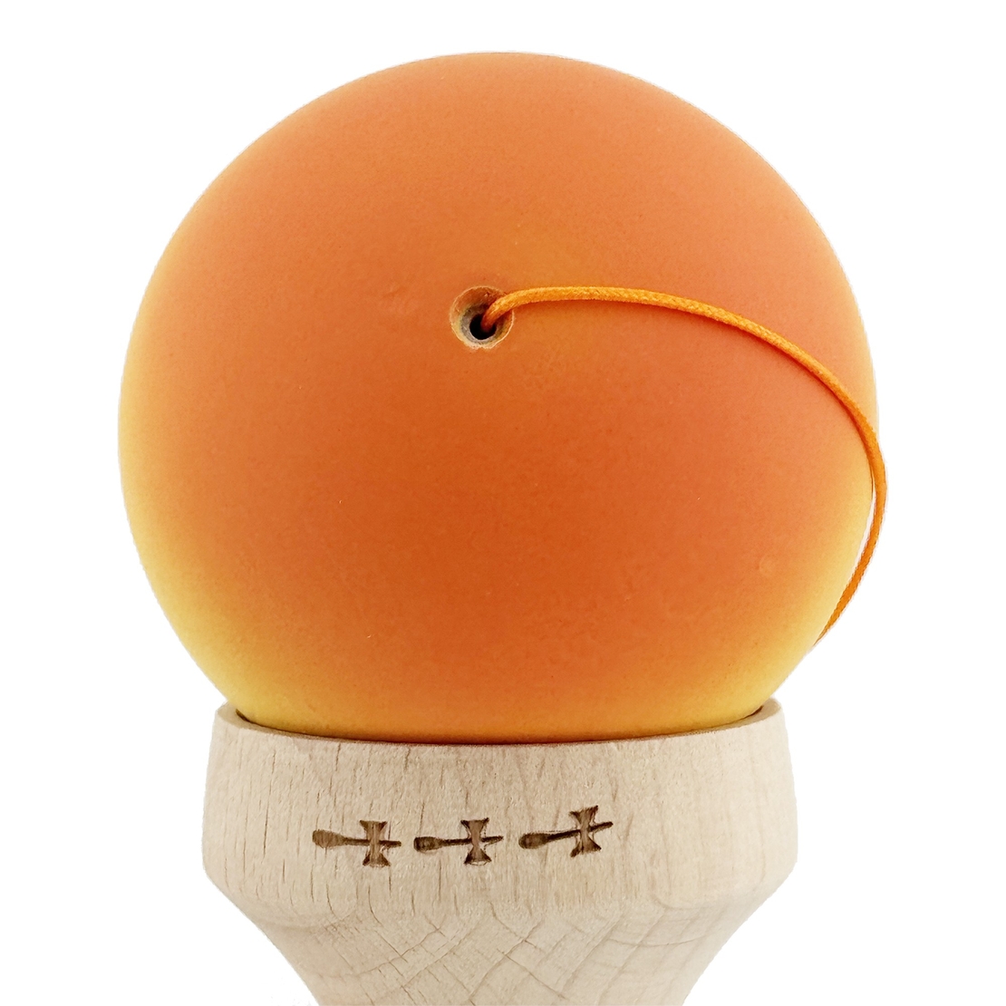 Kendama X Originala, Profesionala, Flippy, Cupe Mari KING SIZE V3, Rubber Grip, Gaura in Baza, Rulment Metalic, din lemn 18 cm, Ata 62/65 cm, Gradient Portocaliu/Galben/Alb