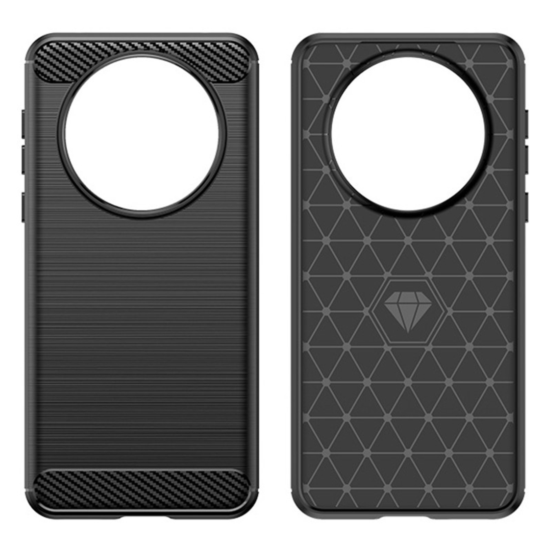 Husa de Protectie pentru Huawei Mate 60 Pro, Vafy, Protectie 360, din TPU cu element de Carbon, Anti Alunecare, 1.8 mm, Negru
