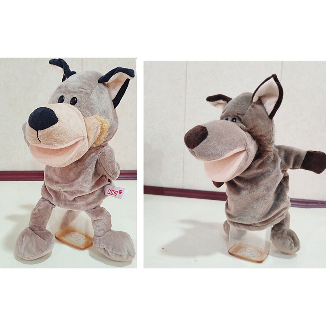 Papusa de Mana pentru Teatru de Papusi, Flippy, din Plus, 25 x 10 x 8 cm, Model Lup, Bej