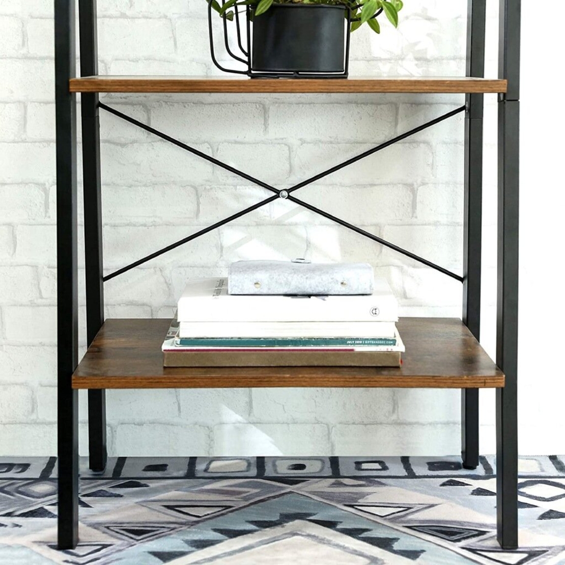 VASAGLE Biblioteca tip scara, cadru otel cu 4 polite din MDF, stil industrial, 56x34x138cm, maro rustic