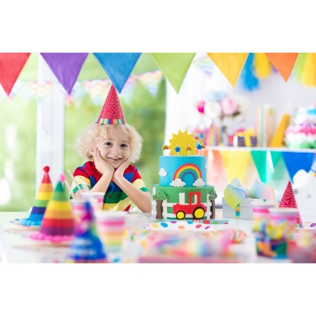 Set 6 Coifuri, Flippy, Petrecere Copii, din Carton, 20 x 13.5 cm, Model 1 Happy Birthday, Multicolor