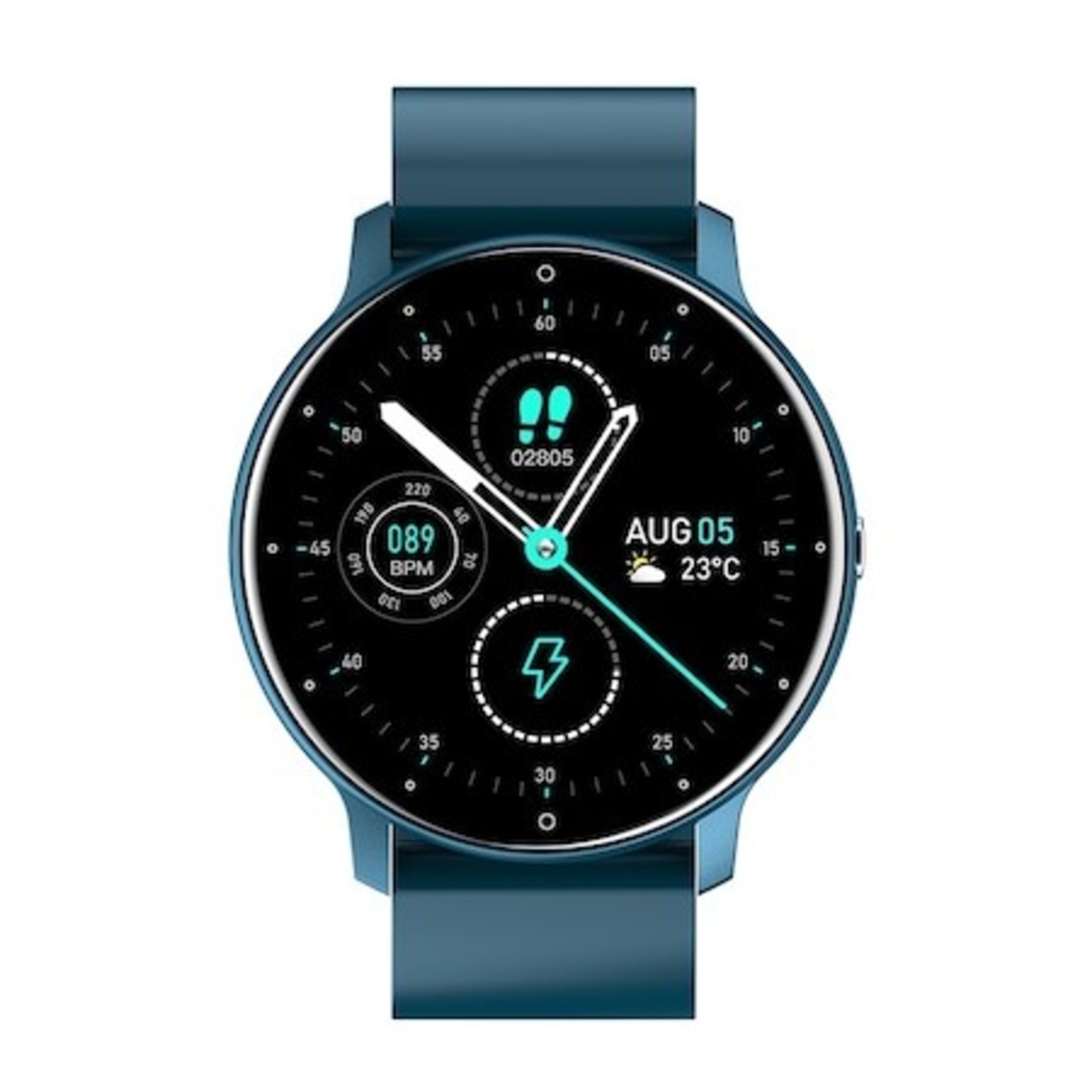 Ceas smartwatch si bratara fitness Vafy ZL02D, oxigen, ritm cardiac, pedometru, notificari, IP67, Compatibil cu Android/iOS, vibratii, multi sport, Albastru inchis