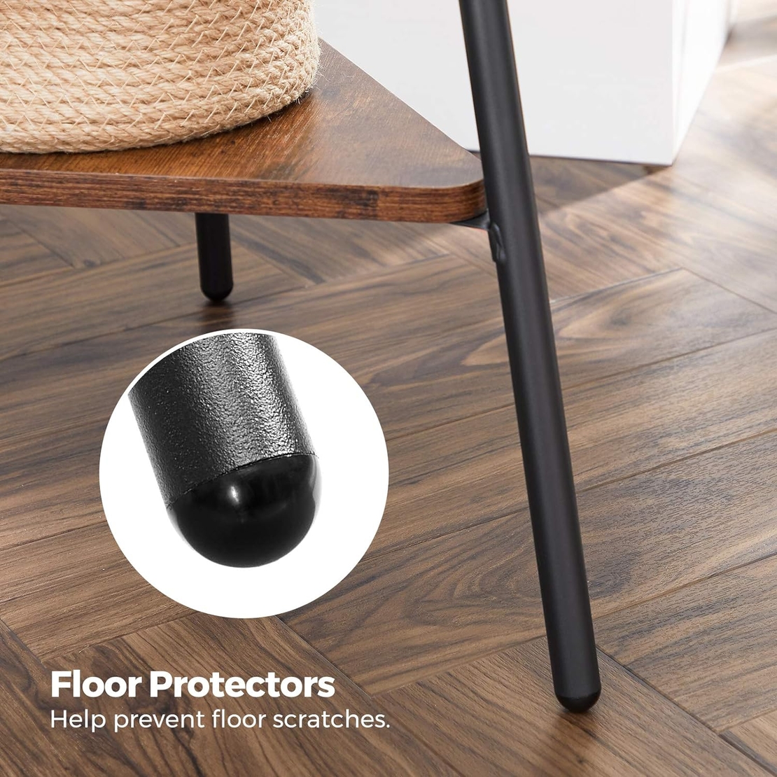 VASAGLE Cuier metalic, cu ​​2 rafturi MDF, inaltime 179cm, stil industrial, maro rustic si negru
