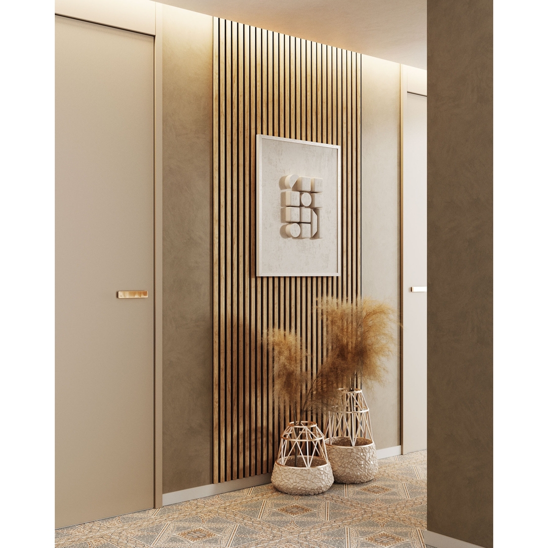 Riflaj MDF decorativ LDA PREMIUM de tip Panou Acustic, Stejar Sonoma, 260x40 cm