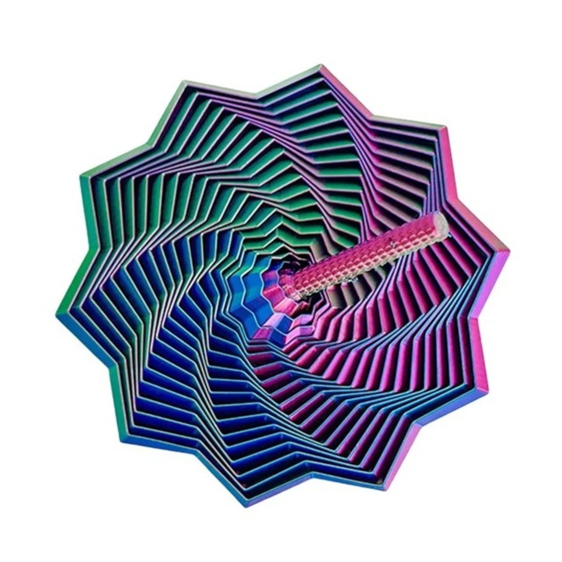 Jucarie Decompresie, Flippy, Model Stea 3D, DuoChrome, Maner Spirala, Turn Magic Geometric, Multiple Forme, Anti-stress, 11 cm, Albastru/Verde/Rosu
