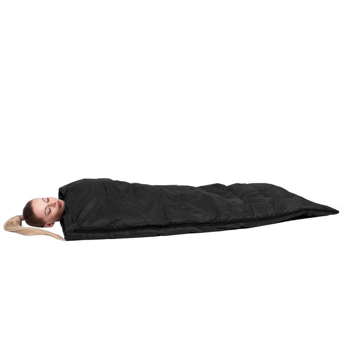 Sac de dormit, cu geanta de transport, 190x73cm, 10-25grade, culoare negru