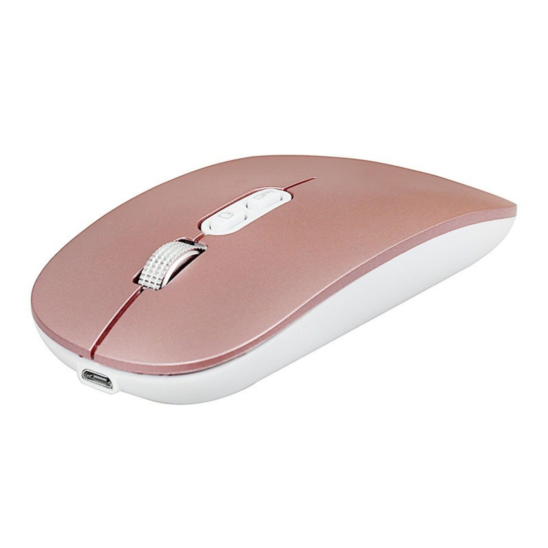 Mouse Wireless Reincarcabil, Vafy, Compatibil Windows/macOS, Bluetooth 5.1 + 2.4GHz, Silentios, DPI 800/1200/1600, Roz Auriu