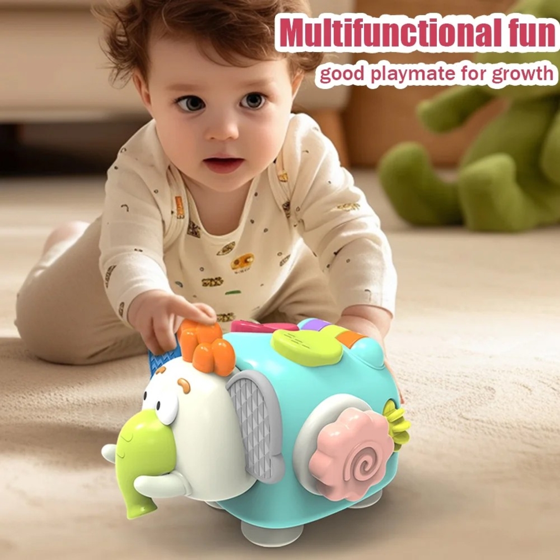 Jucarie interactiva Montessori, Flippy, Jucarie pentru Bebelusi, Model Elefant Dragut, din Plastic rezistent, Varsta 18+ luni, 21 x 16 x 14 cm, Verde deschis