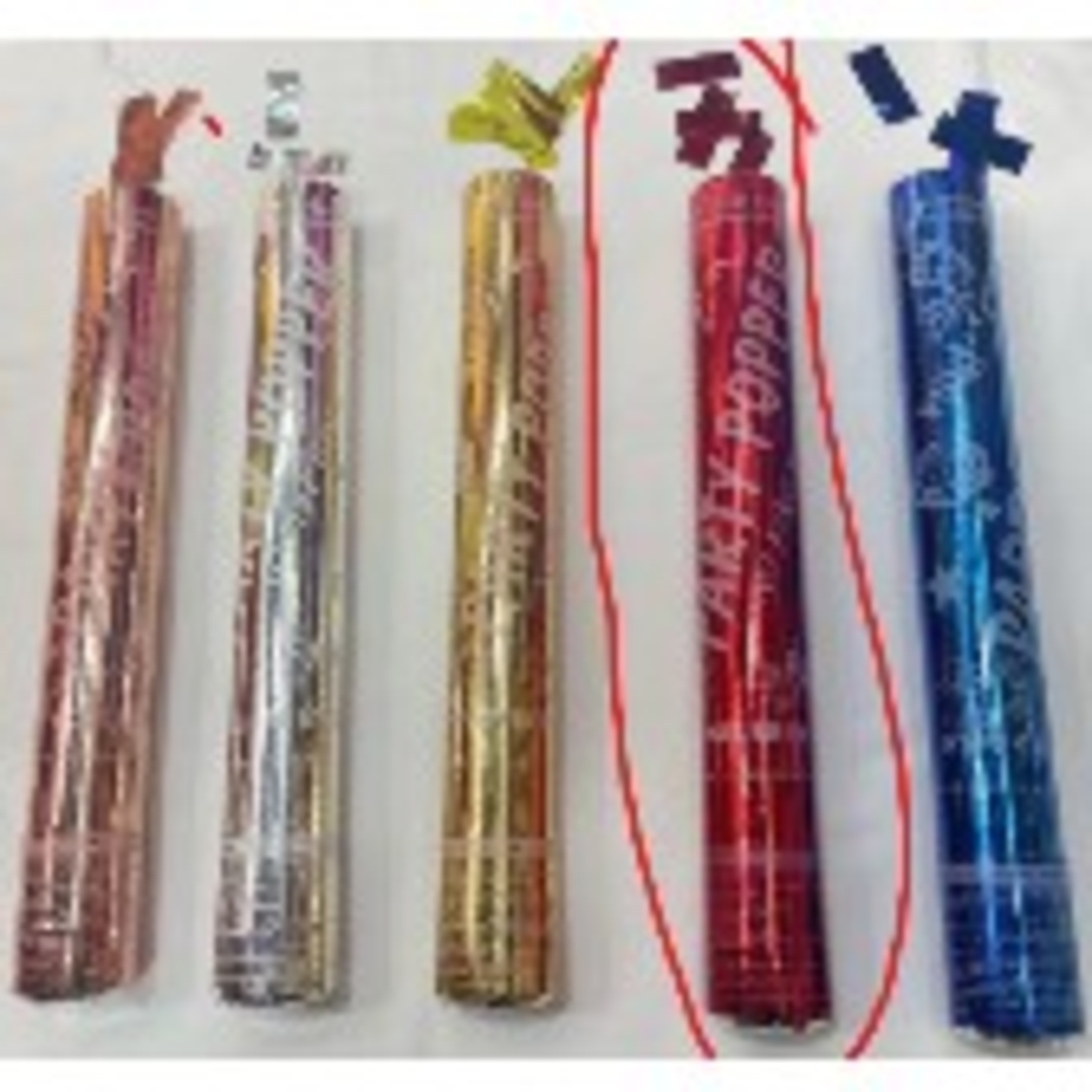 Tub de Confetti, Flippy, Party Popper, 30x5 cm, Confetii Lucioase Rezistente la Foc, Eliberare prin Rasucire, Rosu