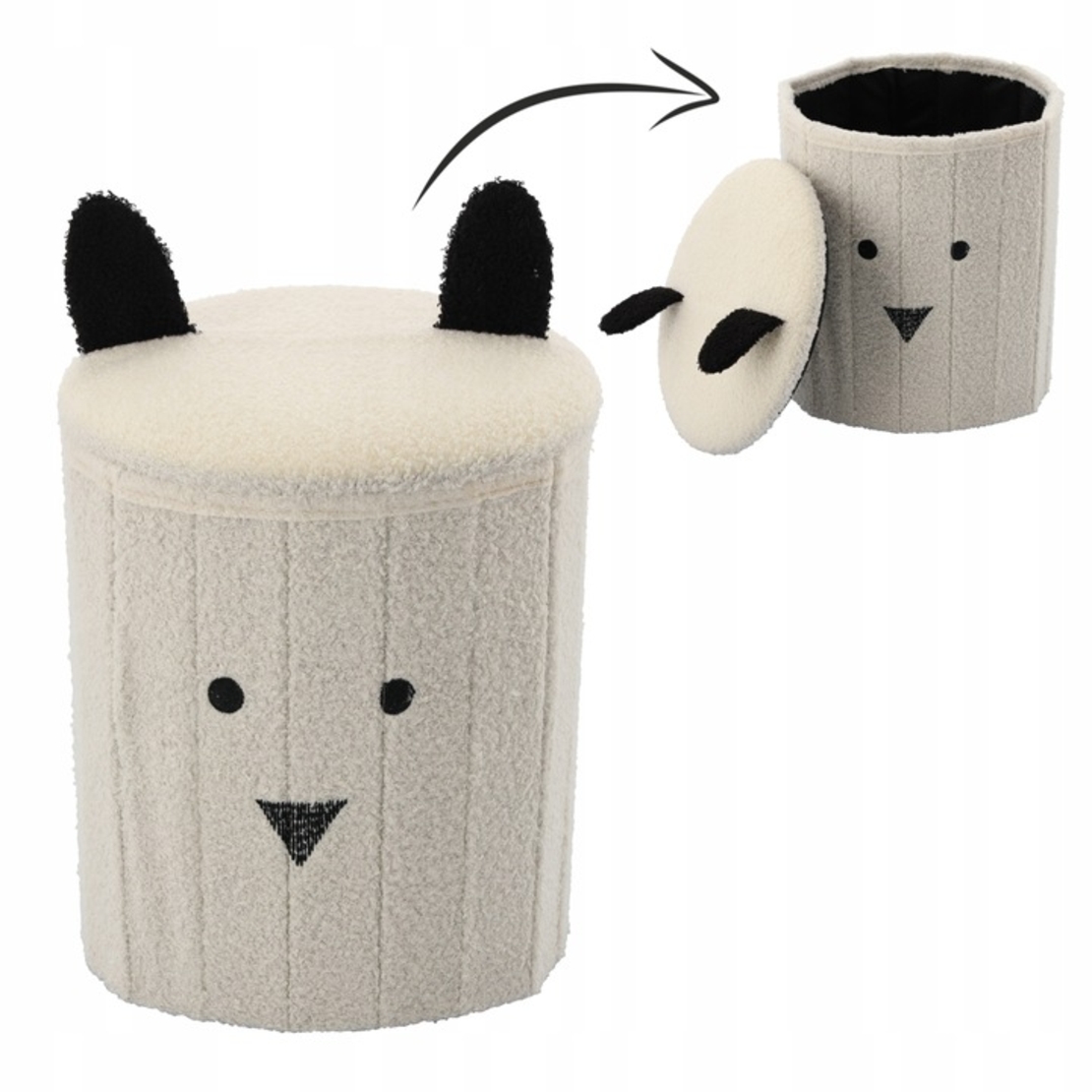 Taburet pentru copii, pliabil cu spatiu depozitare, 80kg, 28×34 cm, bej