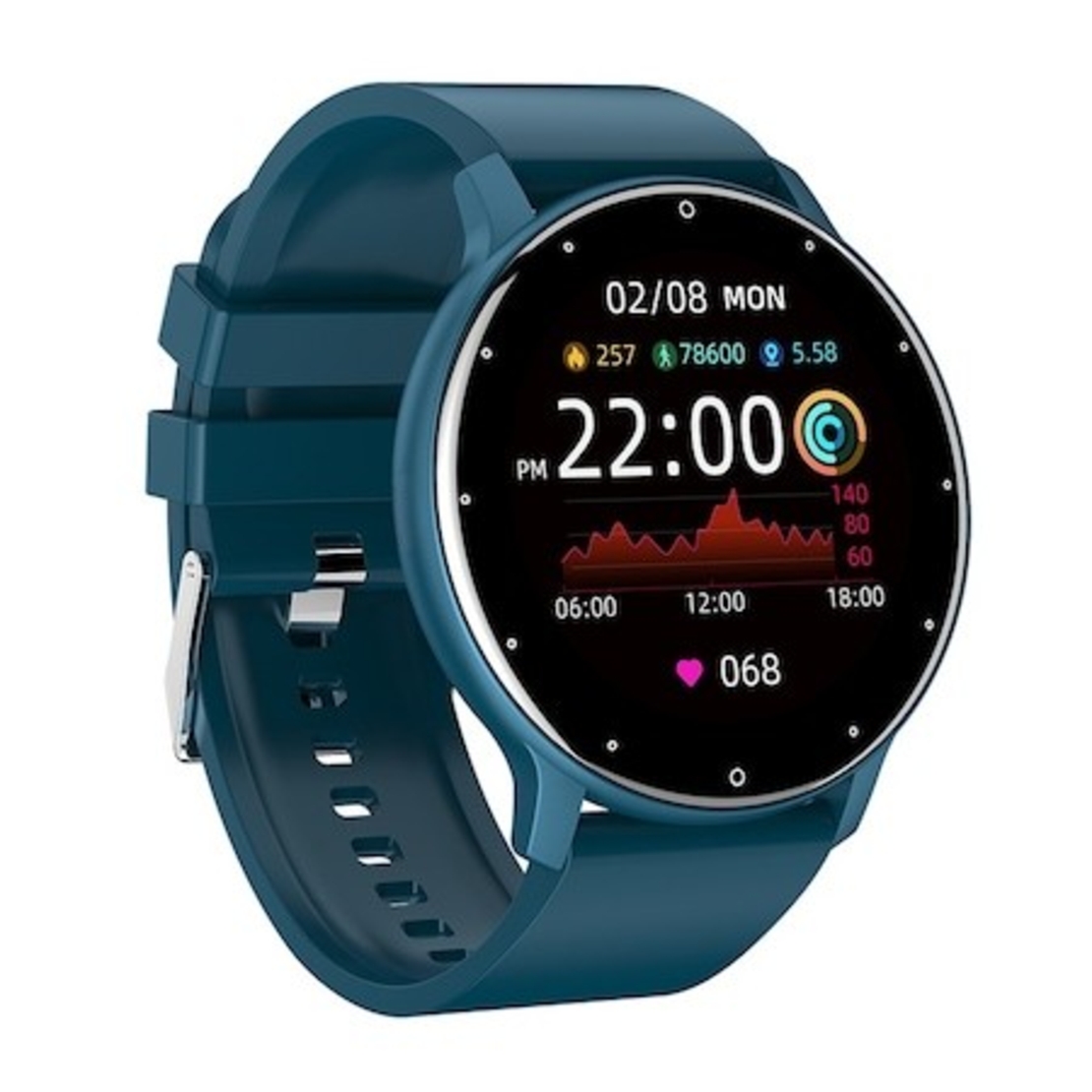 Ceas smartwatch si bratara fitness Vafy ZL02D, oxigen, ritm cardiac, pedometru, notificari, IP67, Compatibil cu Android/iOS, vibratii, multi sport, Albastru inchis