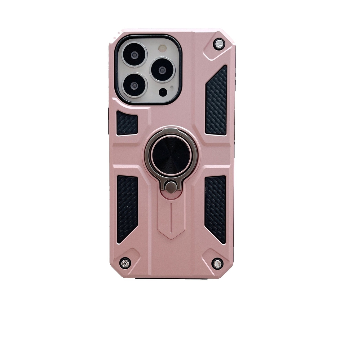 Husa protectie Vafy compatibila cu Apple iPhone 13 Pro Defender Model 5 cu suport prindere inel,Roz Auriu