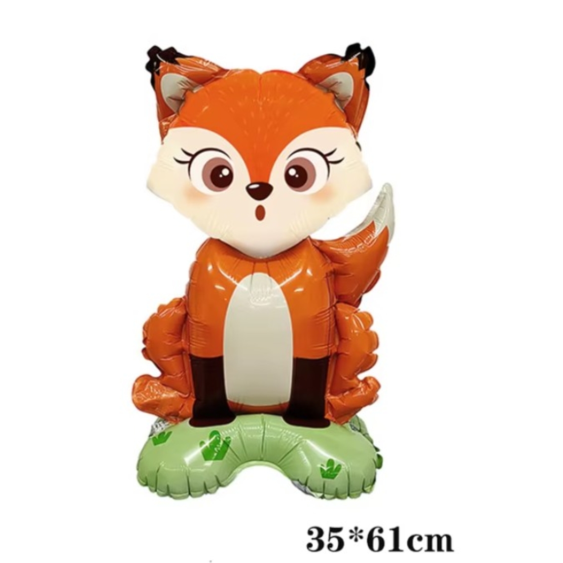 Balon din Folie Metalizata, Vafy, Mini Figurine Animalute, Model Vulpe, Tematica Aniversare, 35x61 cm, Ambalaj Individual, Pai Inclus, Umflare cu Aer sau Heliu, Multicolor