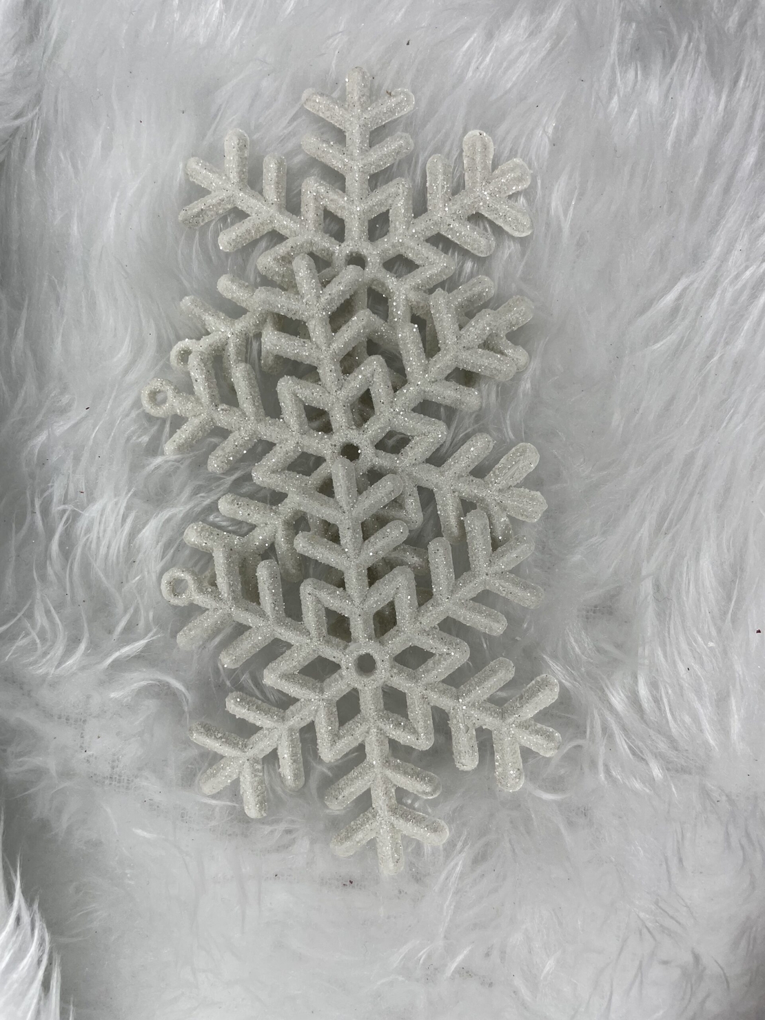 Decoratiune brad fulg de zapada, set 3 bucati, 8cm, alb