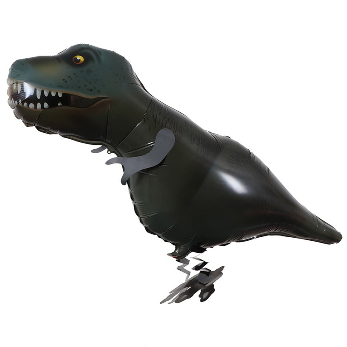 Balon din Folie Metalizata, Vafy, Figurina Animata, Model Dinozaur, 97x48 cm, Ambalaj Individual, Pai Inclus, Umflare cu Aer sau Heliu, Negru