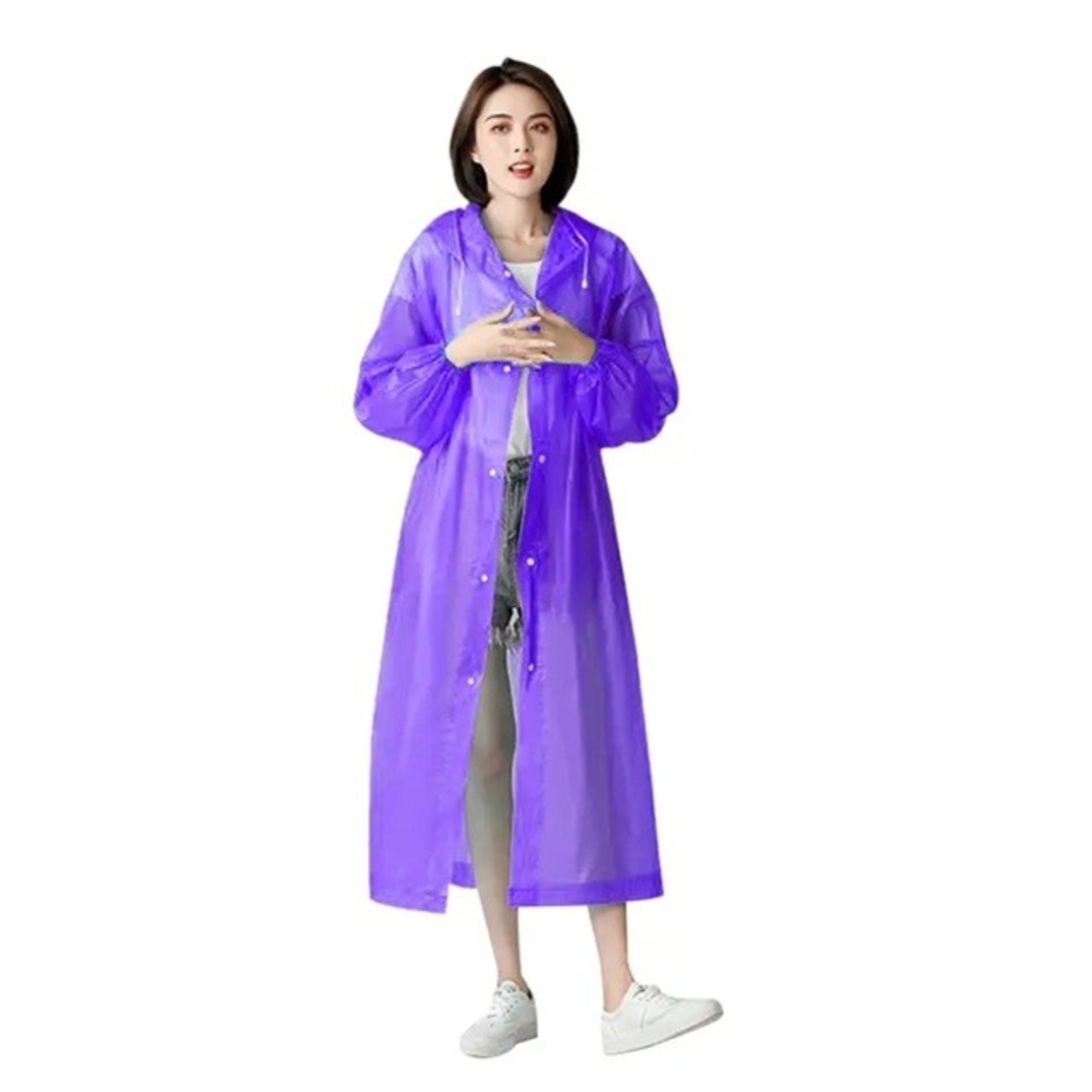 Pelerina de Ploaie, Flippy, pentru Adulti 150-180 cm, din EVA, Impermeabila, Rezistenta la Vant, Inchidere cu Capse, 140 g, Mov