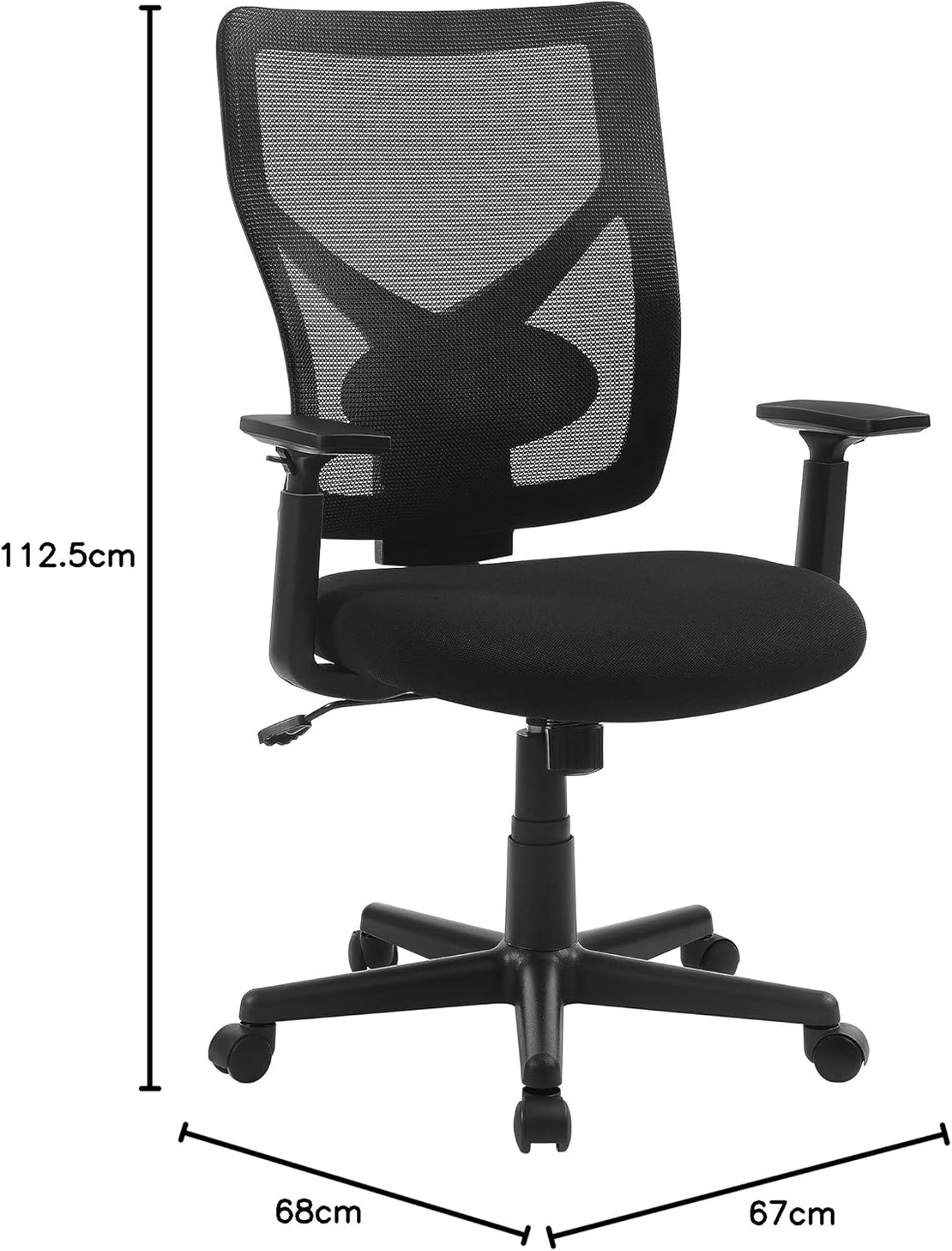 SONGMICS Scaun de birou ergonomic mesh, reglabil complet, brate si suport lombar ajustabile, 68x67x113 cm, negru
