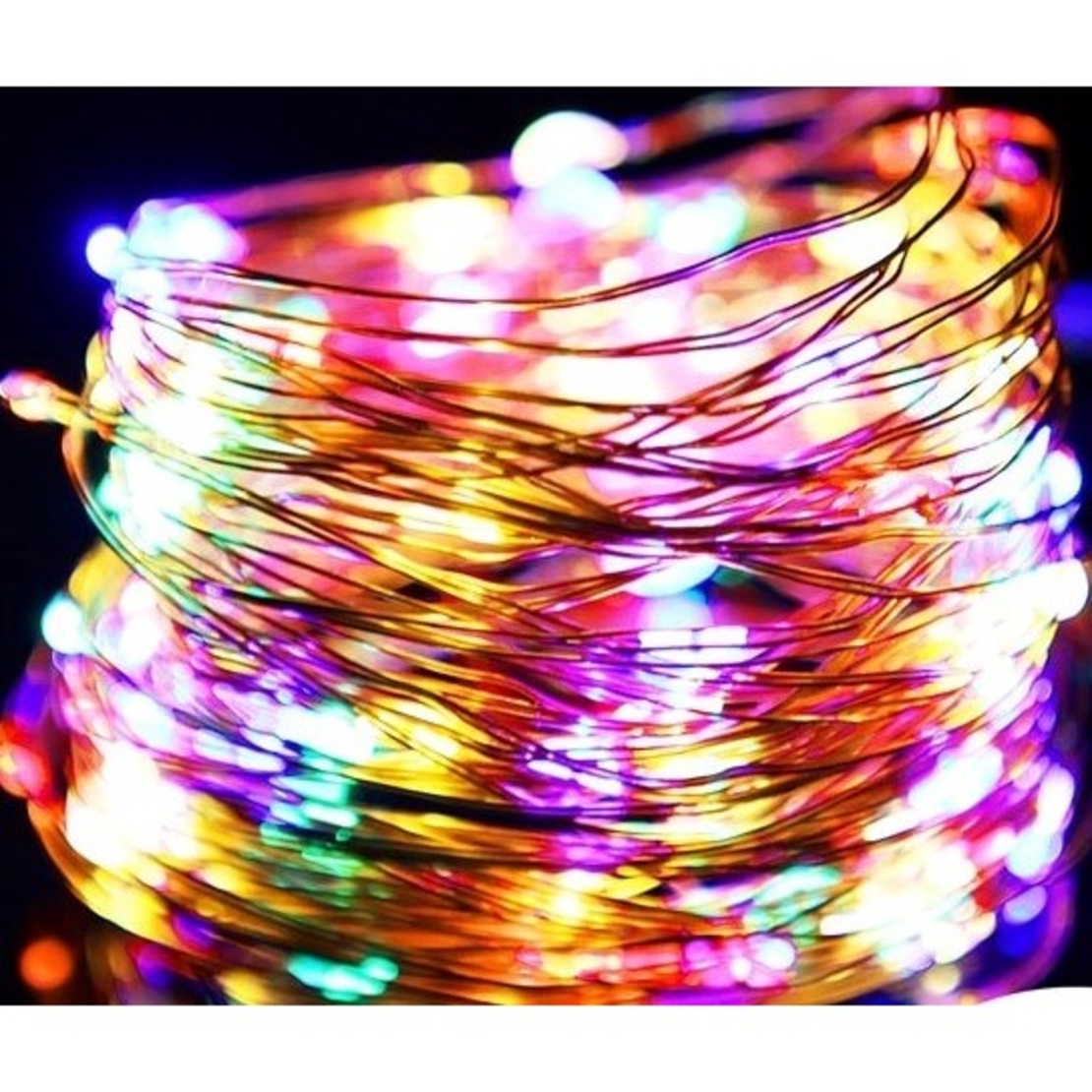 Instalatie Craciun, 2 metri, 20 LED-uri, multicolor, telecomanda 8 functii, USB, fir cupru, liniar, interior/exterior, Vafy