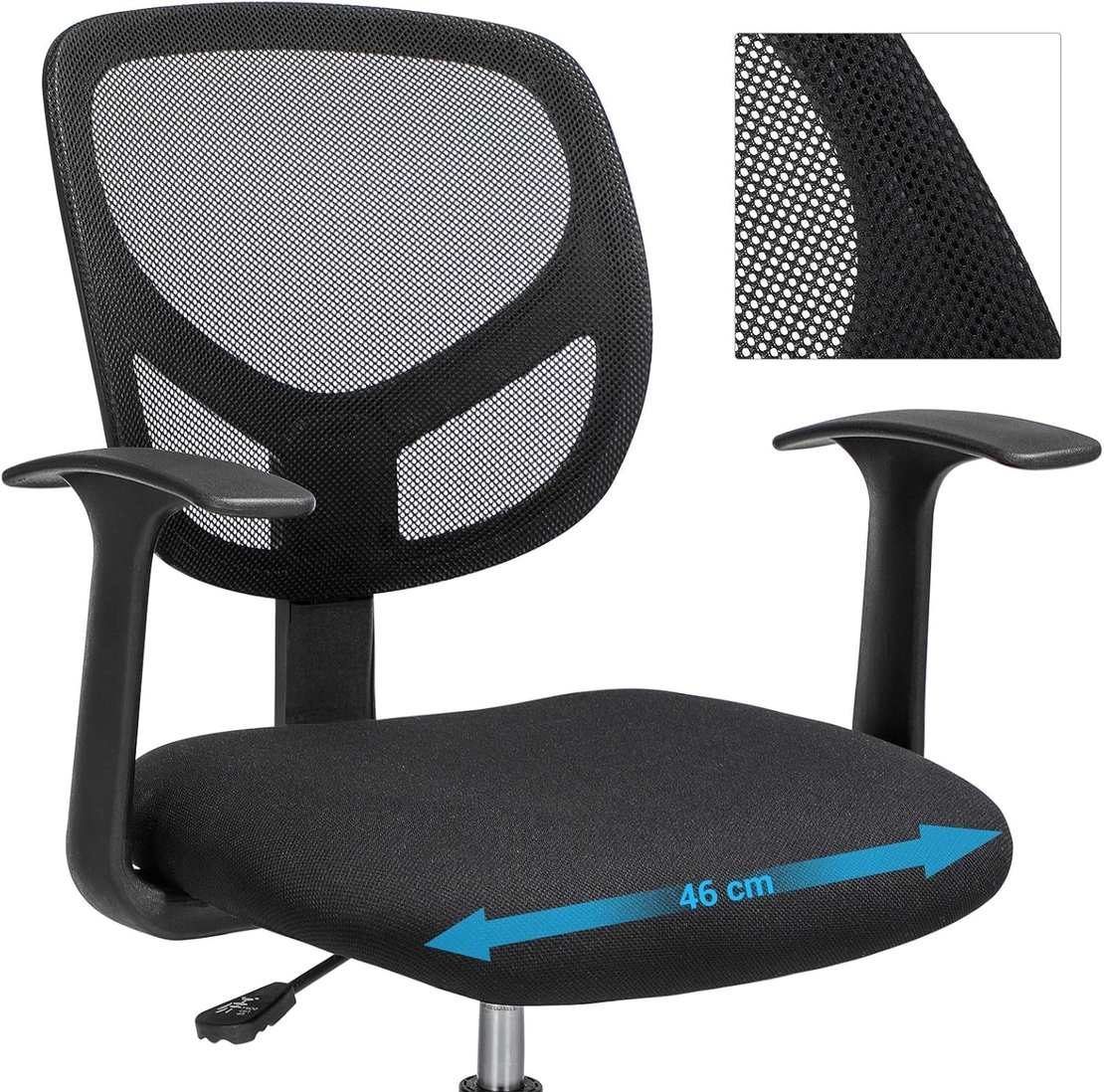 SONGMICS Scaun de birou inalt, rotativ, suport picioare reglabil, ajustare pe inaltime 55-75 cm, 64x64x97 cm, negru