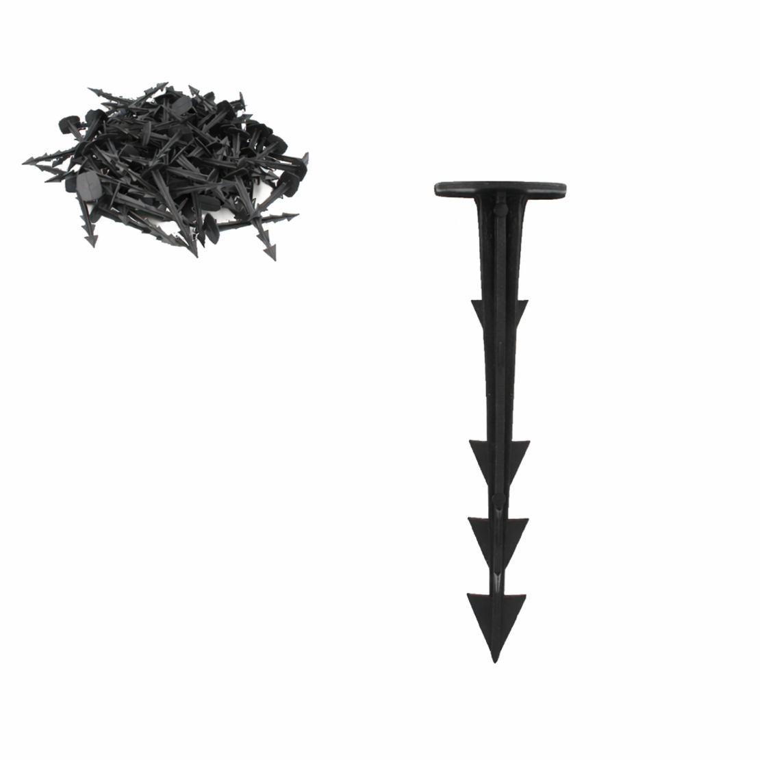 Set 100 cuie plastic fixare folii, tip ancora harpon, 120 mm, negru