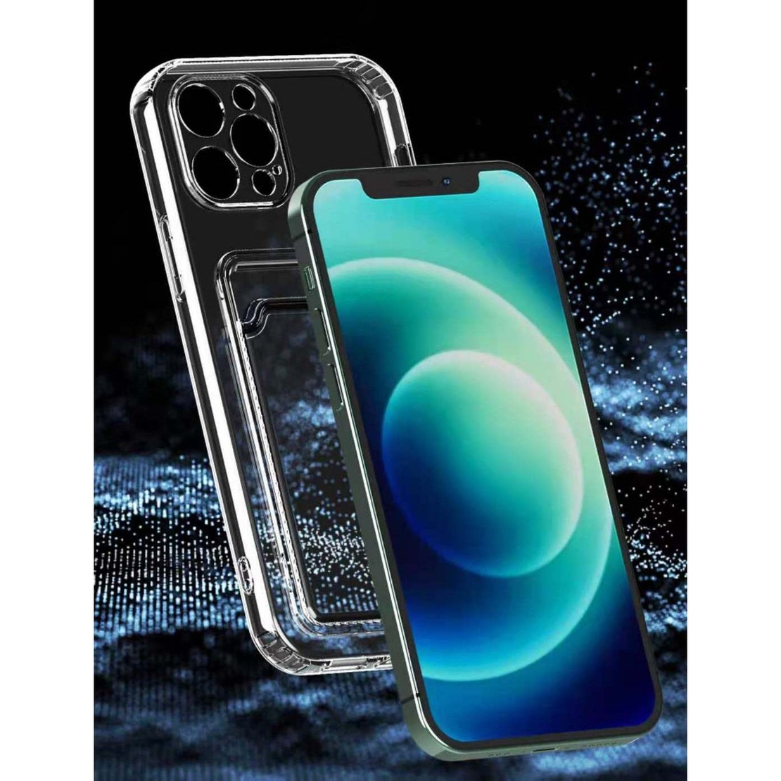 Husa protectie Vafy cu suport card compatibila cu Apple iPhone 12 Pro Max Transparent