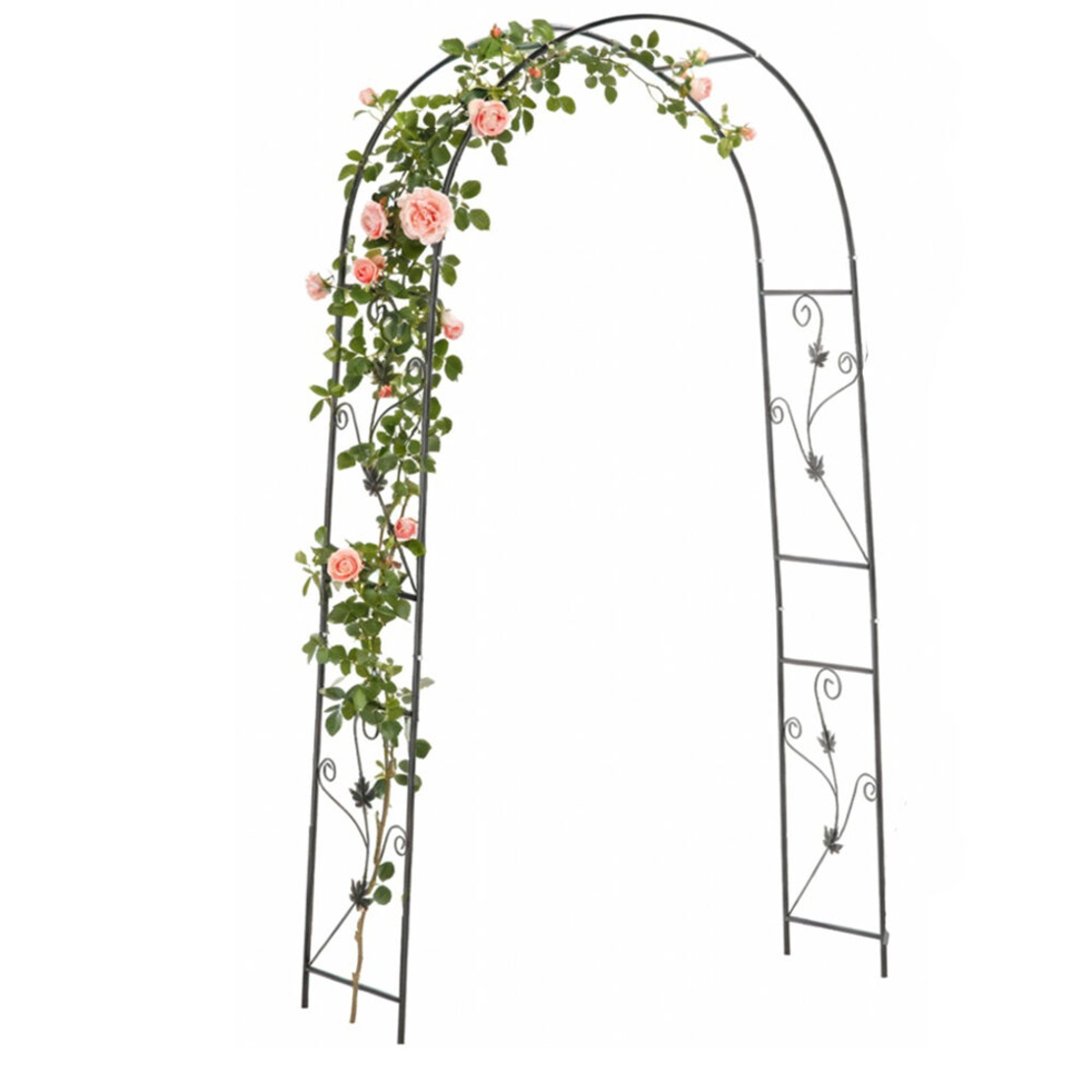 Pergola gradina pentru plante cataratoare cu ancore montaj, structura otel, 114x37x230 cm, verde inchis