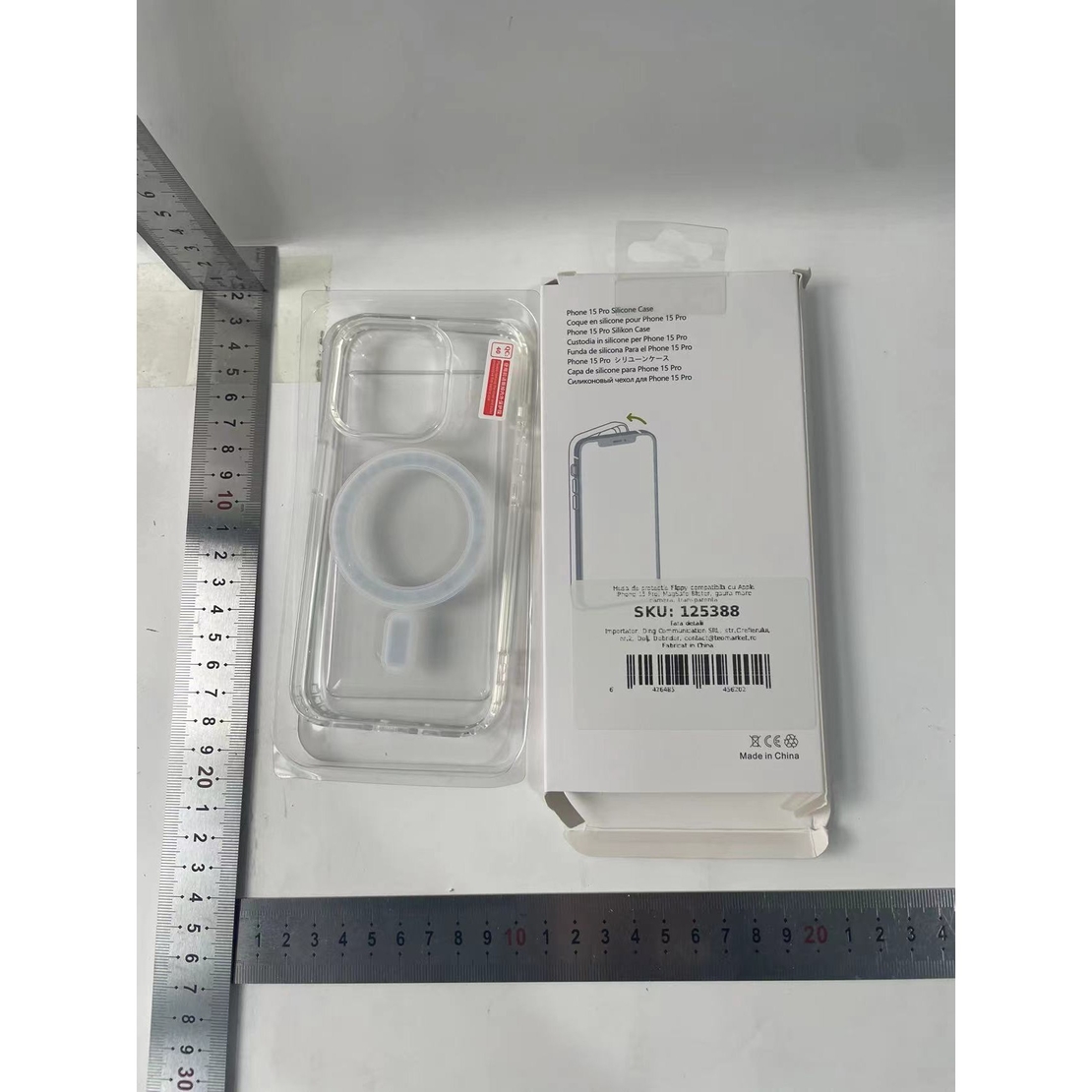Husa de protectie Vafy compatibila cu Apple iPhone 15 Pro, MagSafe Blister, gaura mare camera, transparenta