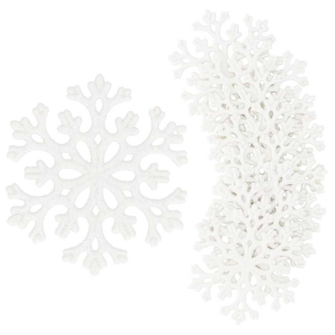 Decoratiune brad fulg de zapada, set 8 bucati, 8cm, alb