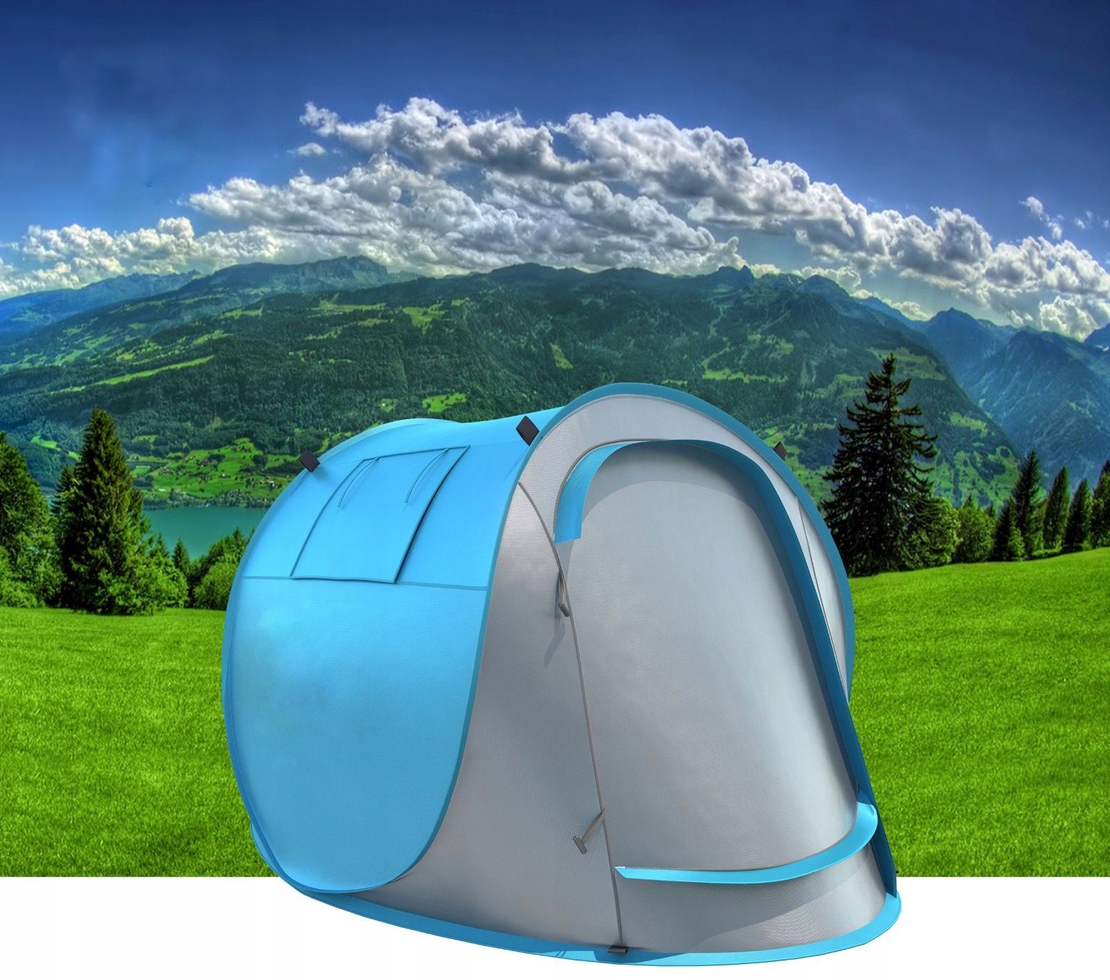 Cort plaja si picnic Sersimo, protectie UV, 210x130x90 cm, albastru gri