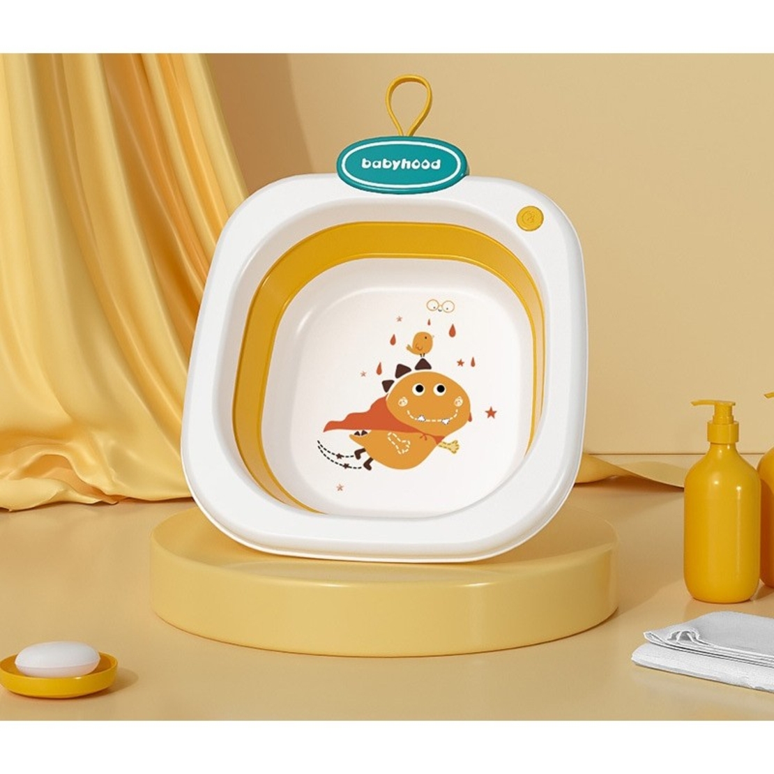 Lavoar Pliabil, Flippy, pentru Copii 1-8 Ani, Model Animat, din PP+TPE, 32x29x10 cm, Portocaliu