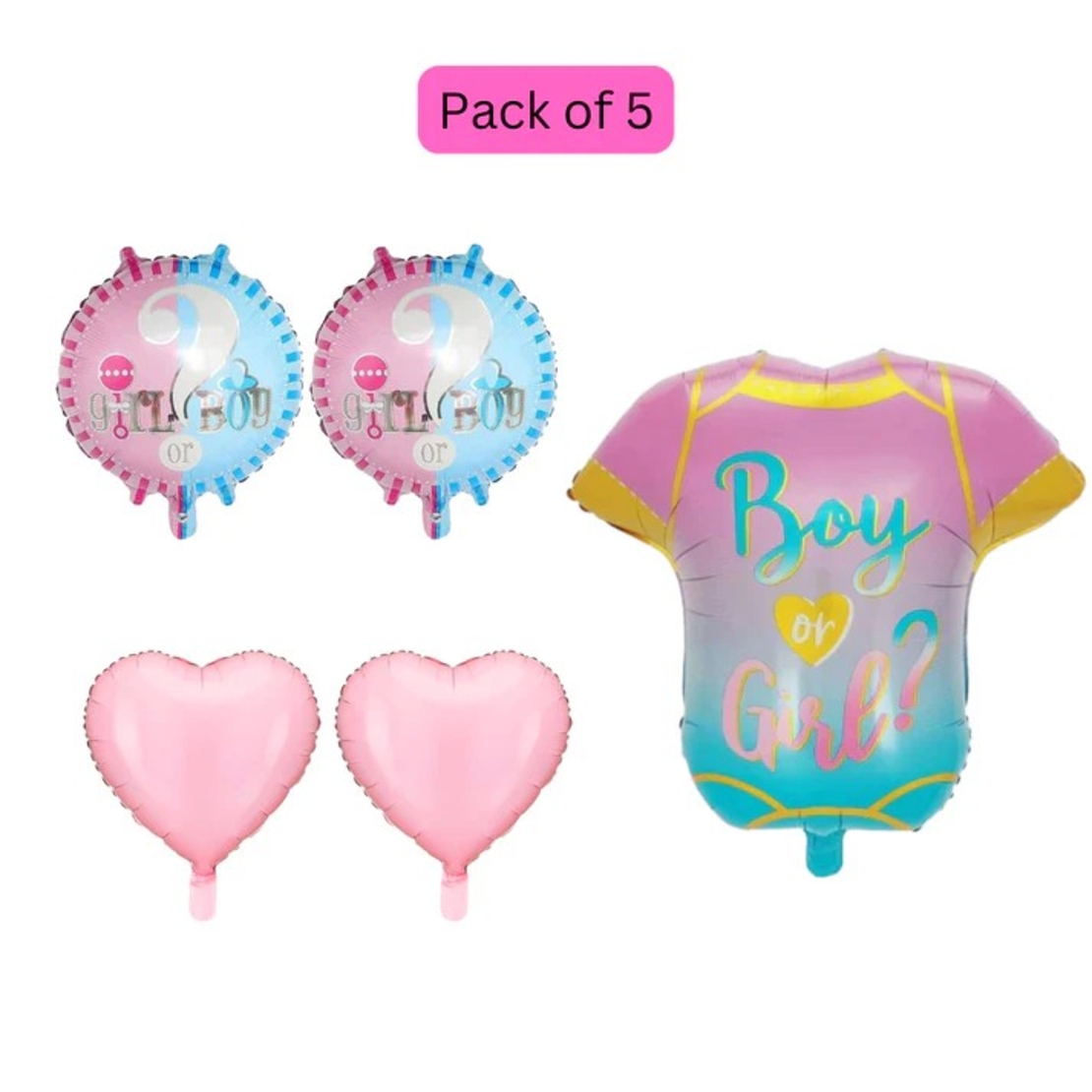Baloane pentru GENDER REVEAL, Vafy, Model Petrecere, Set din 5 bucati, din folie de aluminiu, 55 x 61.5 cm Roz Albastru
