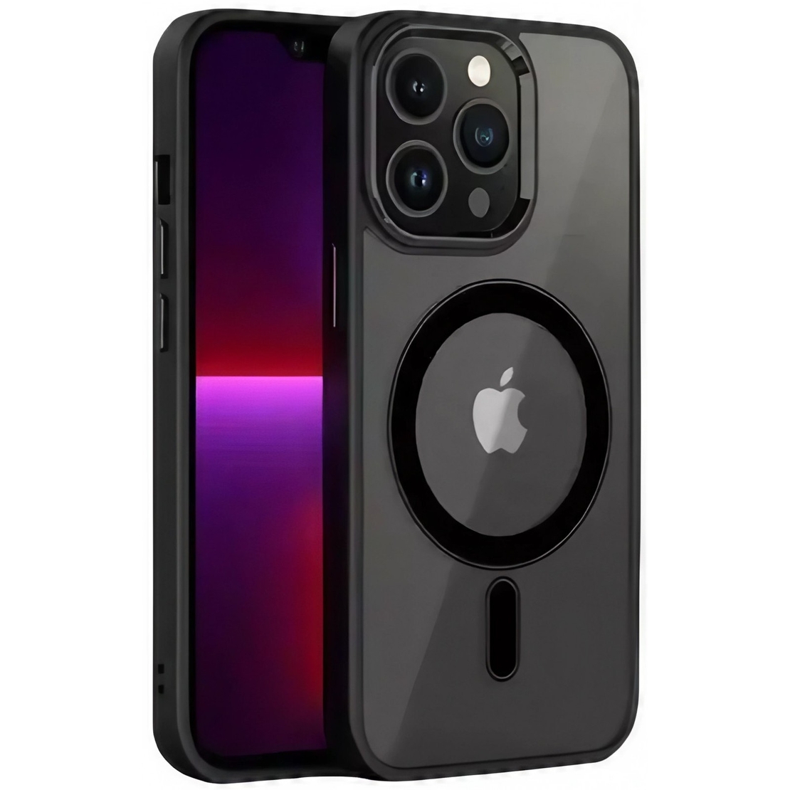 Husa de Protectie, Vafy, pentru Apple iPhone 12/12 Pro, Acoperire Totala, Magnetica, Wireless, din Acrilic Mat Colorat, Negru