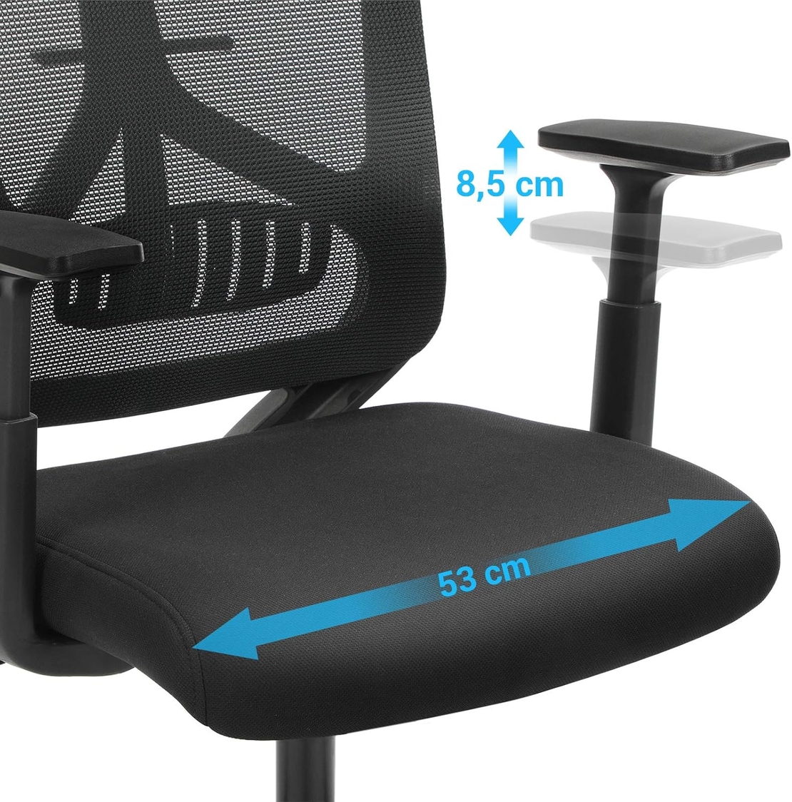 SONGMICS Scaun de birou ergonomic cu tetiera si suport lombar, reglabil, mecanism balans, maxim 120 kg, 70x70x133 cm, negru