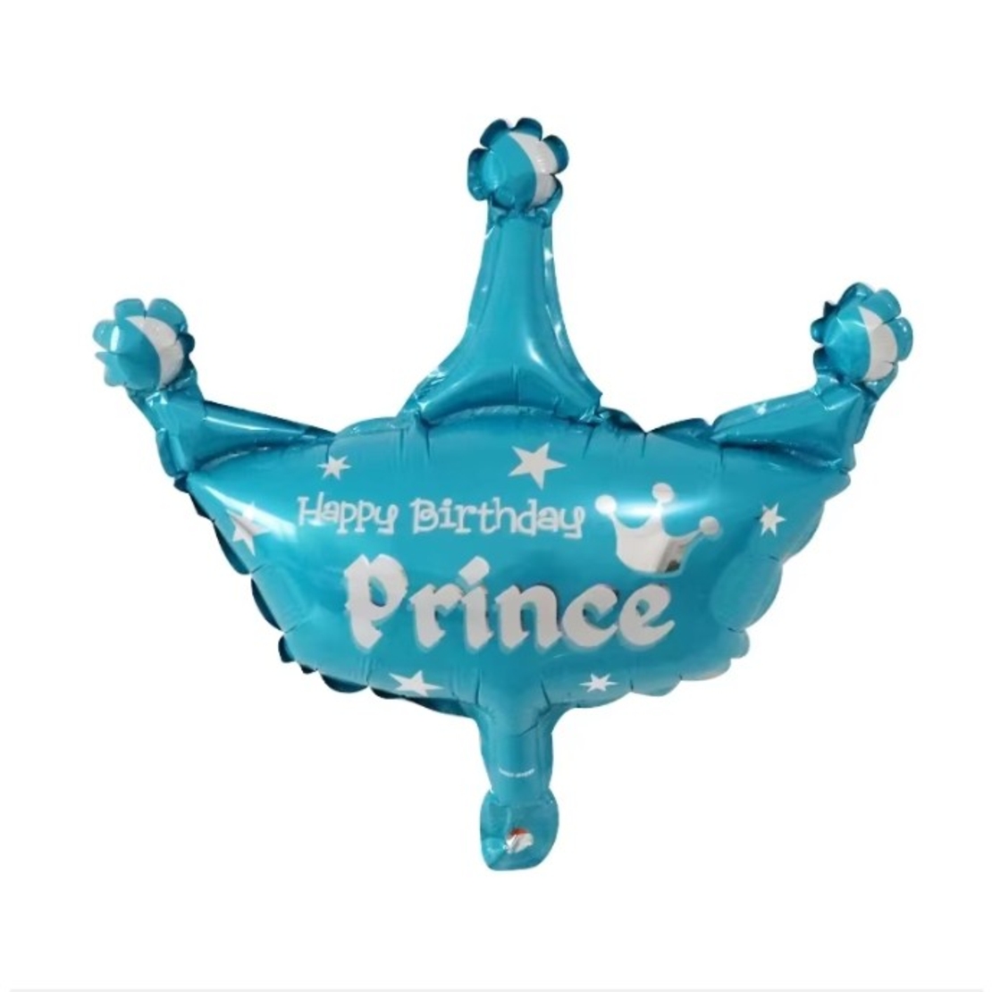 Balon din Folie Metalizata, Vafy, Mini Figurine, Model Coroana de Print, Tematica Aniversare, 42x38 cm, Ambalaj Individual, Pai Inclus, Umflare cu Aer sau Heliu, Albastru