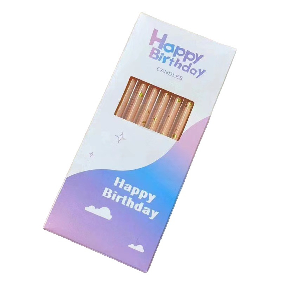 Set 6 Lumanari Lungi, Flippy, din Parafina, 10 x 0.5 cm, Happy Birthday, Oranj Pal