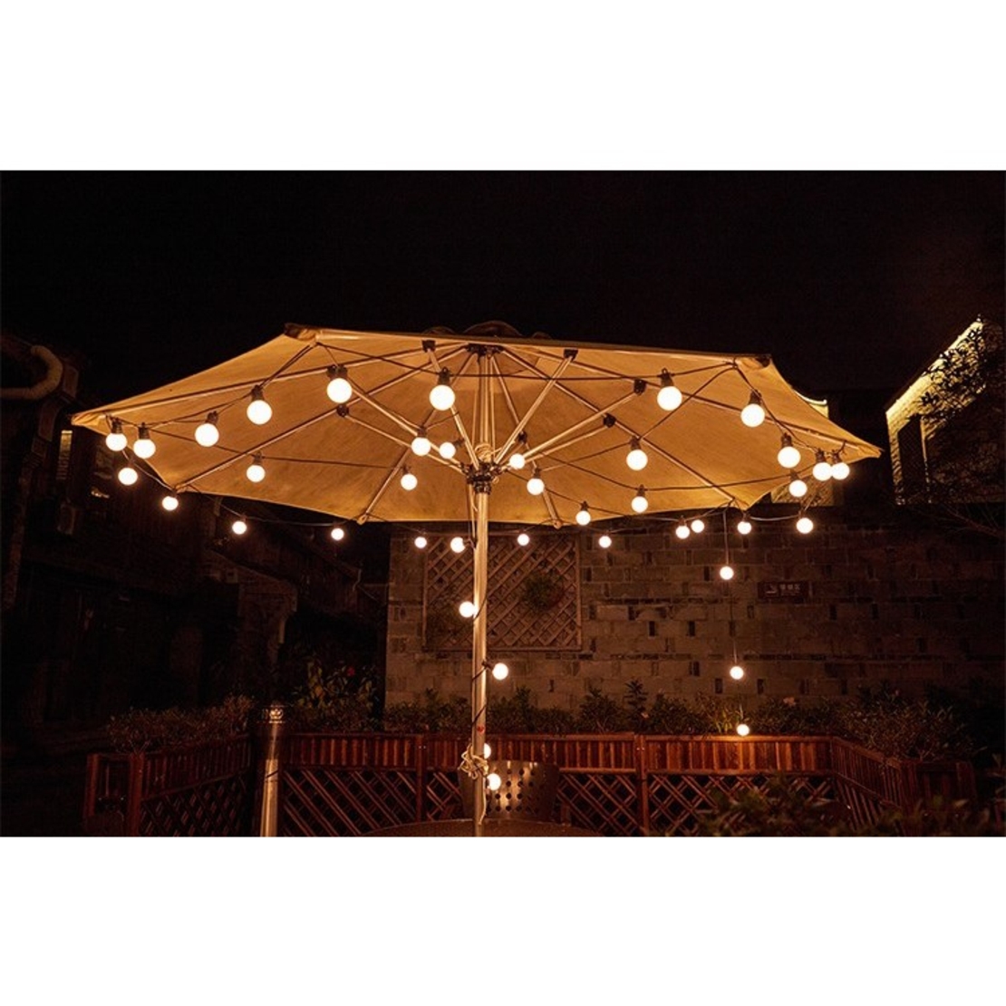 Instalatie Craciun, 5 metri, 10 Becuri LED rotunde, pentru exterior cu incarcare la sursa de curent, Vafy
