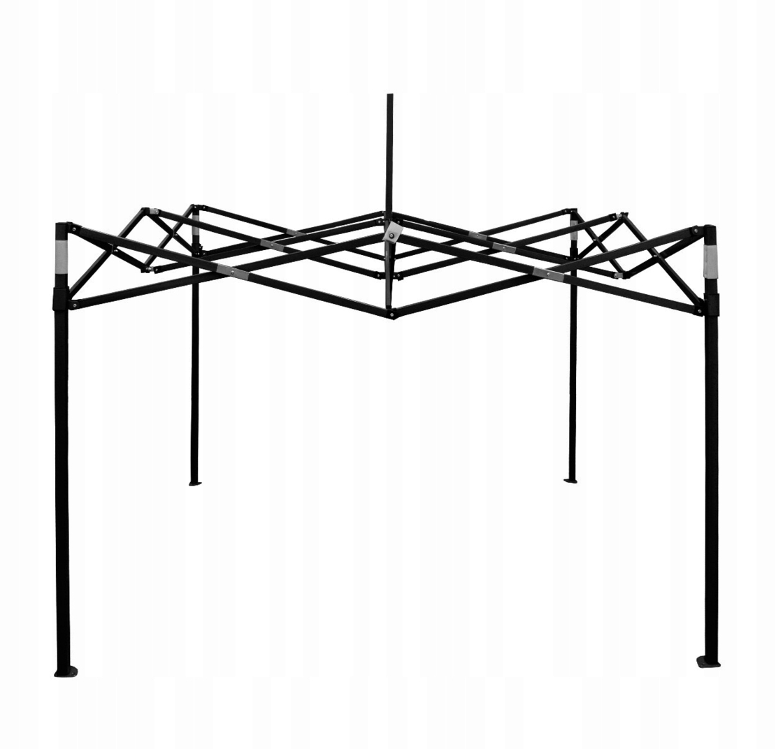 Cort tip pavilion cu 3 pereti laterali, structura solida otel si acoperis impermeabil PVC, 3x3 m cu inaltime reglabila, alb