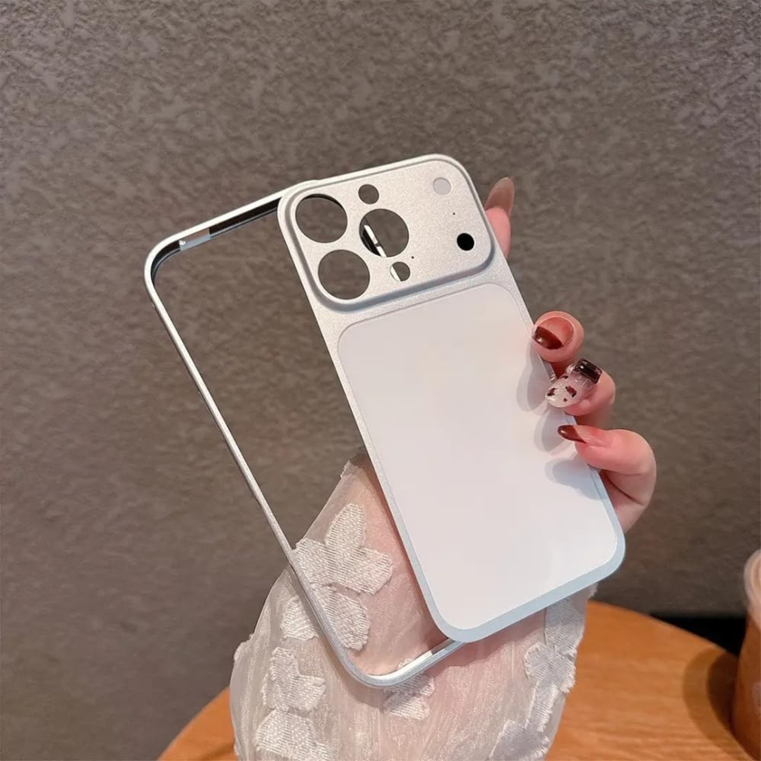 Carcasa Metalica, Vafy, Compatibila Apple iPhone 15 Pro Max, Creeaza Aspect de iPhone 17 Pro, Unibody Mat, Rezistenta la Zgarieturi, Argintiu