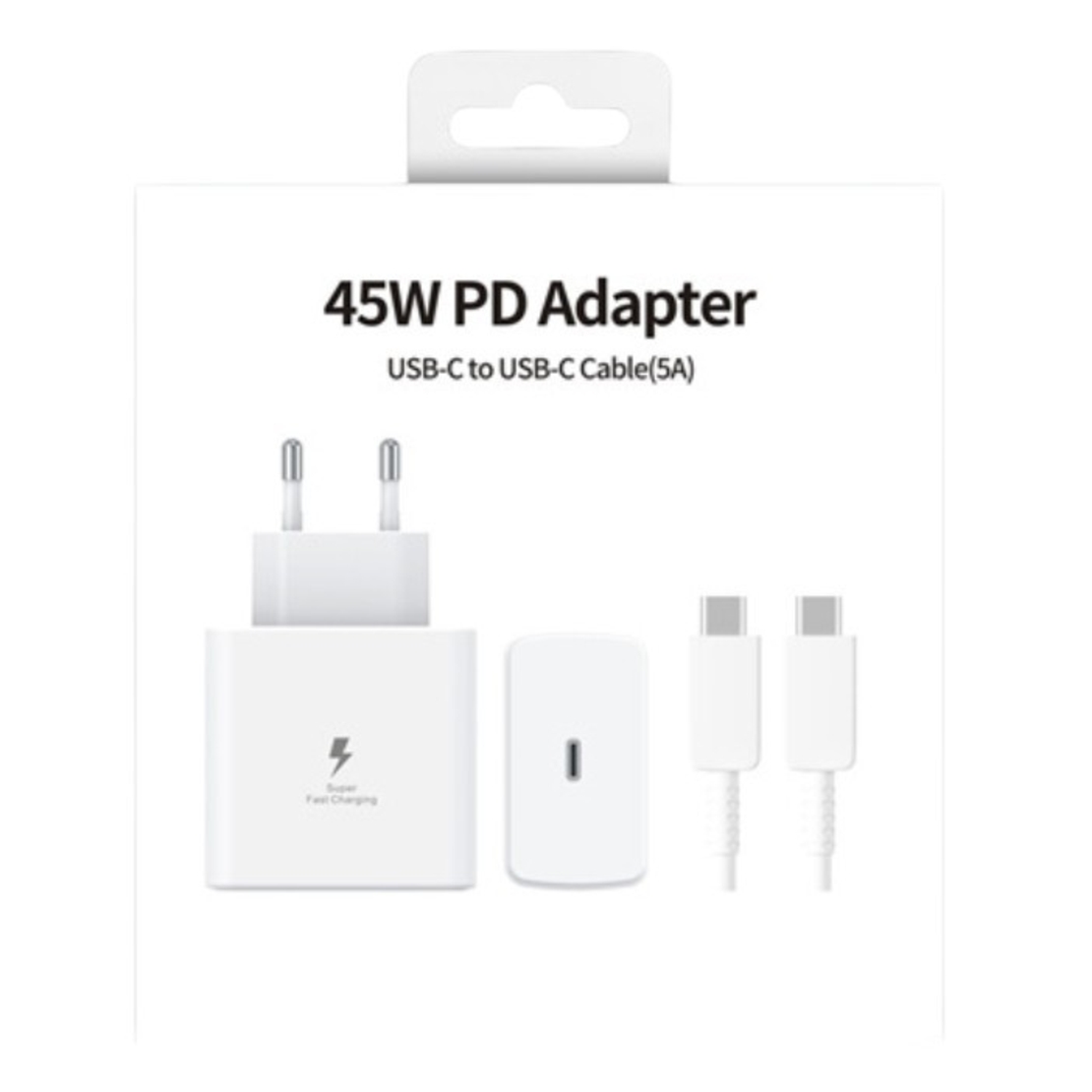 Incarcator Super Fast Charge, Flippy, Adaptor Fast Charge 45W, 5A, PD 3.0, Cablu 1m, Incarcator Fast Charge USB Type-C, Alb