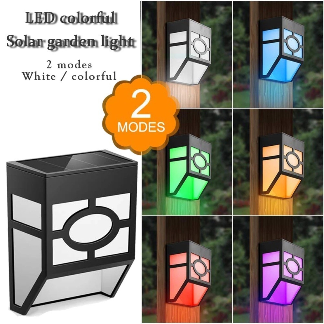 Set 4 Lampi Solare Led pentru Gradina, Flippy, Model Geometric, 11.8 x 8.6 x 5 cm, Buton On-Off, Lumina Multicolora, Negru/Alb