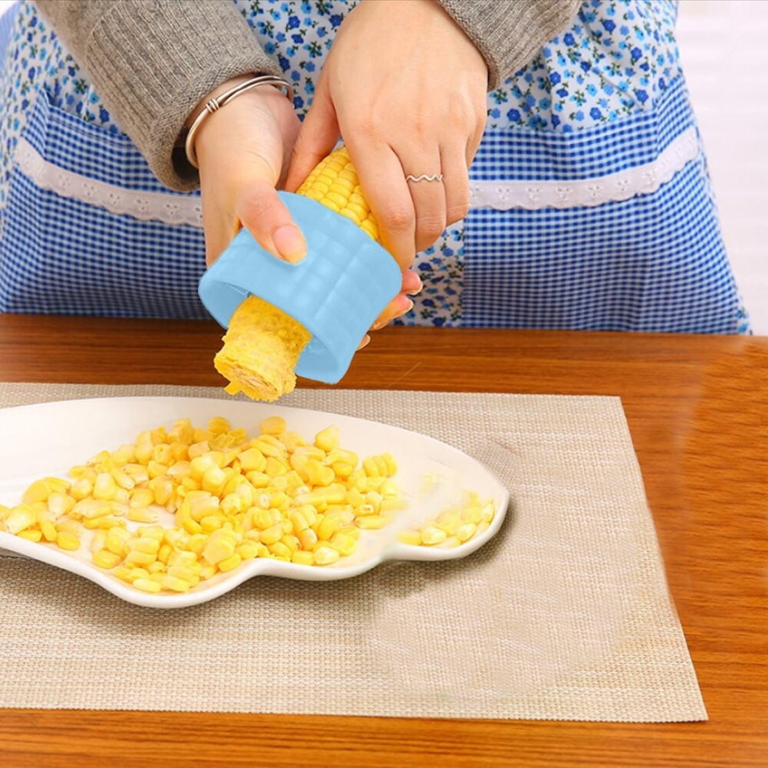 Ustensila pentru Curatare Porumb, Vafy, Diametru 3.6 cm, din Plastic si Otel Inoxidabil, Albastru