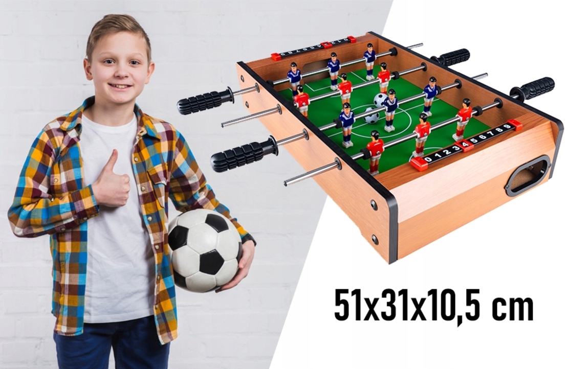 Joc fotbal de masa din lemn, cu contor goluri, 51x31x11 cm