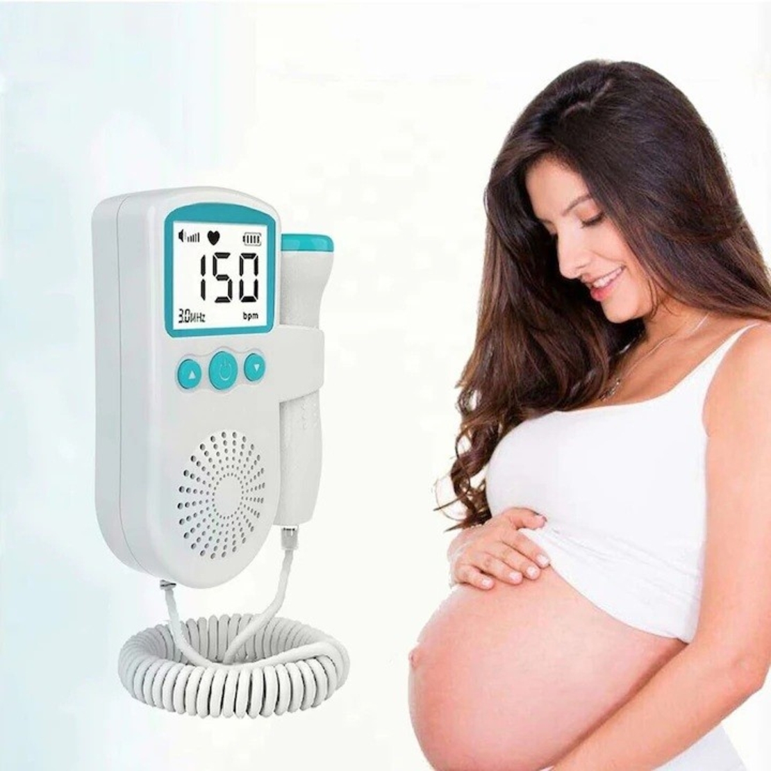 Monitor Fetal Doppler, Vafy, Monitorizare Sarcina, Ritm Cardiac, Ecran LCD 4.5 cm, 2 x Baterii AA (neincluse), Portabil, din ABS, 12.8 x 9.6 x 3 cm, Utilizare de la 9 Saptamani, Verde