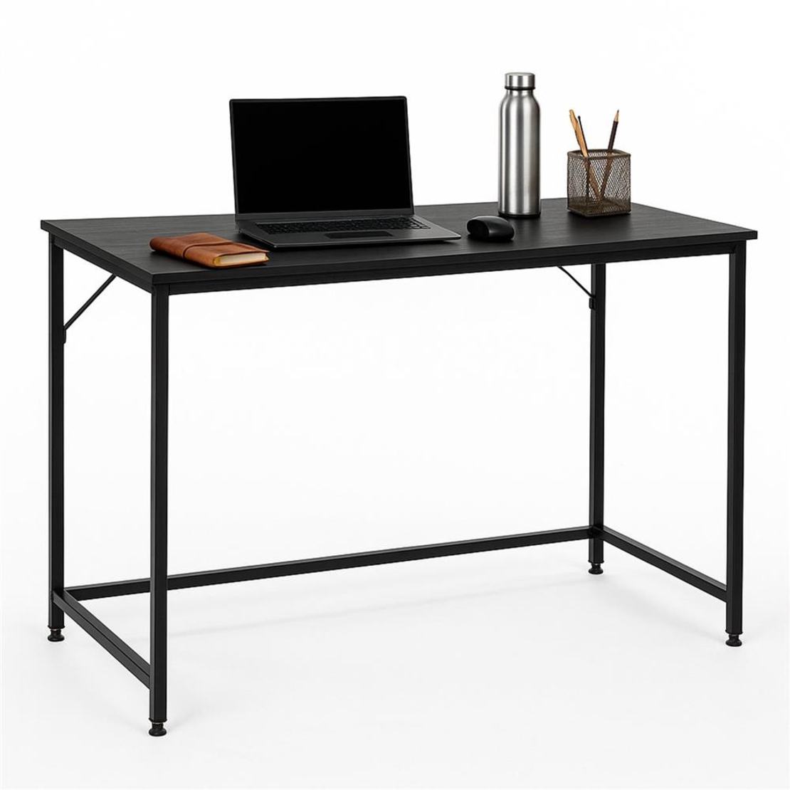 Birou cu blat MDF si cadru metalic, 100x50x76 cm, negru